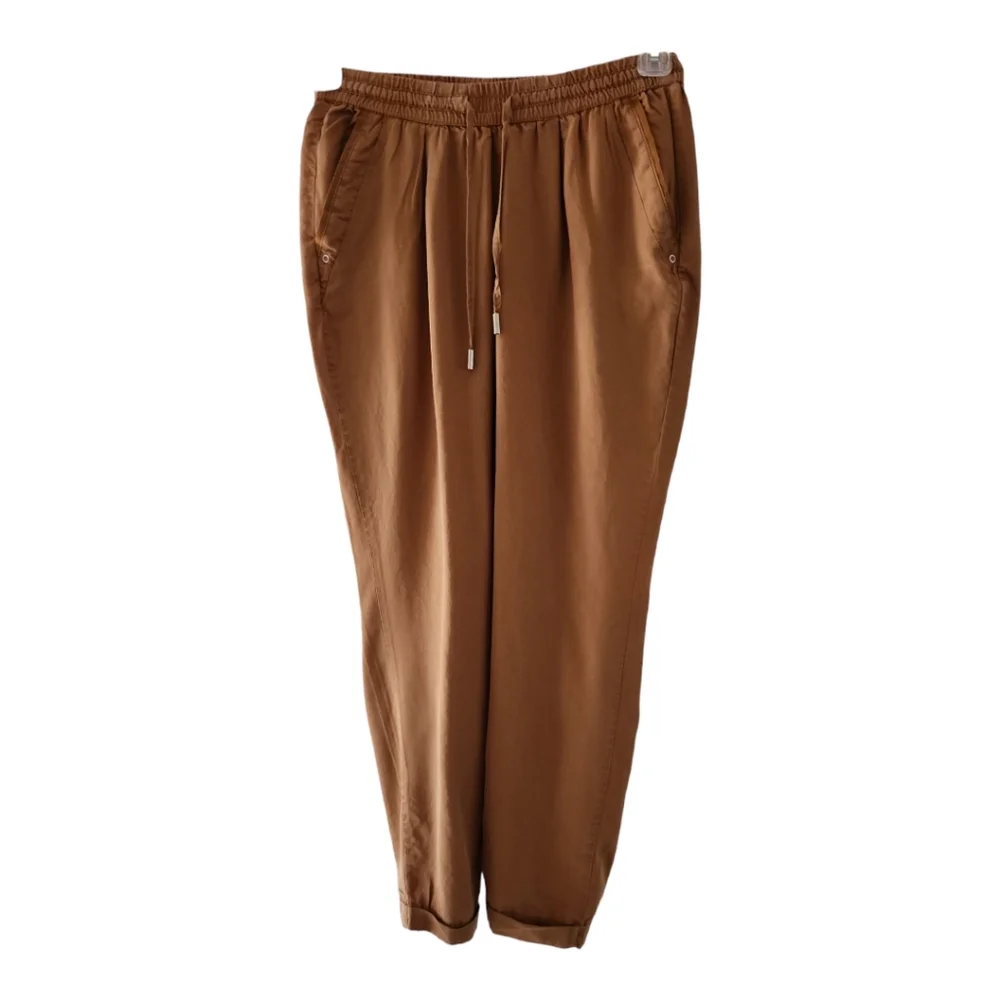 Mid Rise Pants Size 4 Drawstring Waist Cinnamon Brown Pockets Dalia